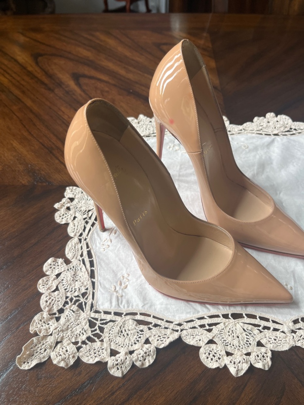 Christian Louboutin Blush Patent Pointed-Toe Stilettos Size 40.5